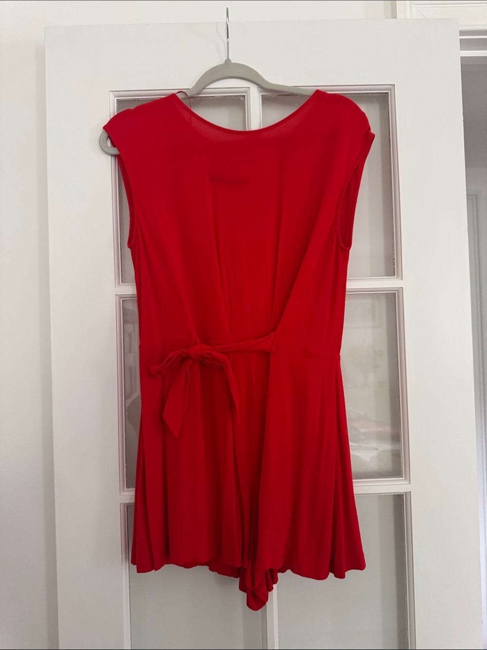 Zara Red Sleeveless Tie-Waist Romper
